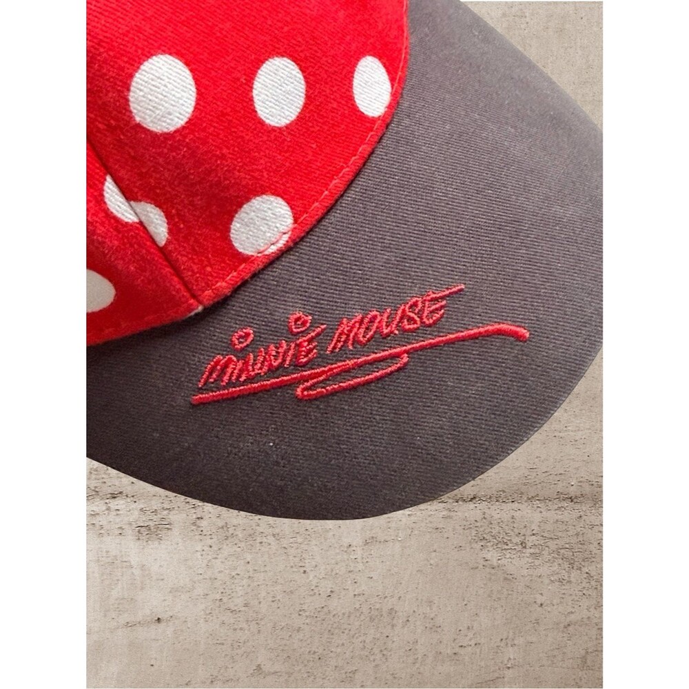 Disney Parks Minnie Mouse Ears Baseball Cap Red Polka Dot Bow Youth WDW Snapback - Picture 4 of 5